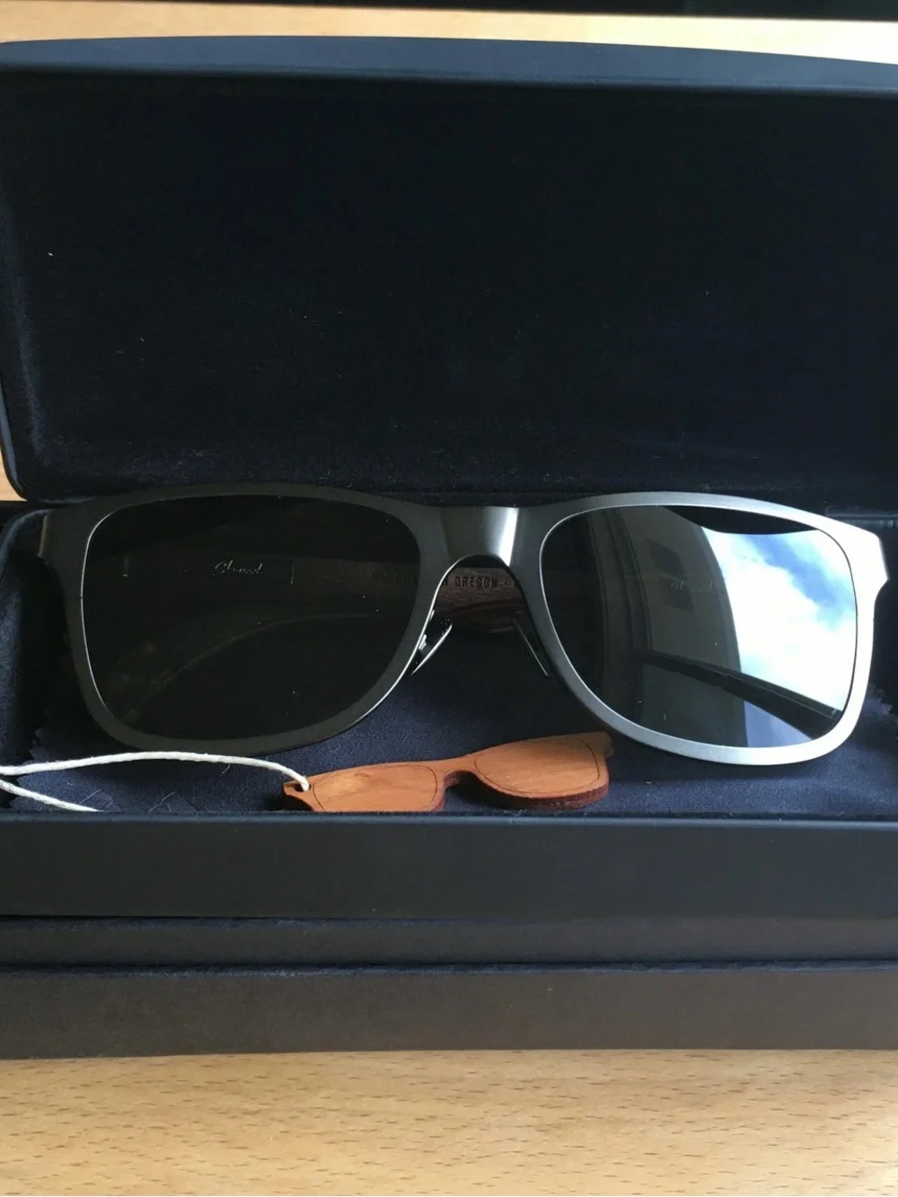 Shwood Handcrafted Canby Titanium and Walnut Polarized Men’s Sunglasses w/case